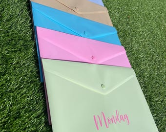 Personalized Pastel A4 Pocket Wallets, Teacher Organiser