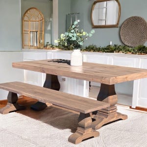 Handcrafted farmhouse Solid Wood Dining Table & Bench Set, Handmade Dining Table, Customizable, Rectangular Dining Table - Yorkshire Table