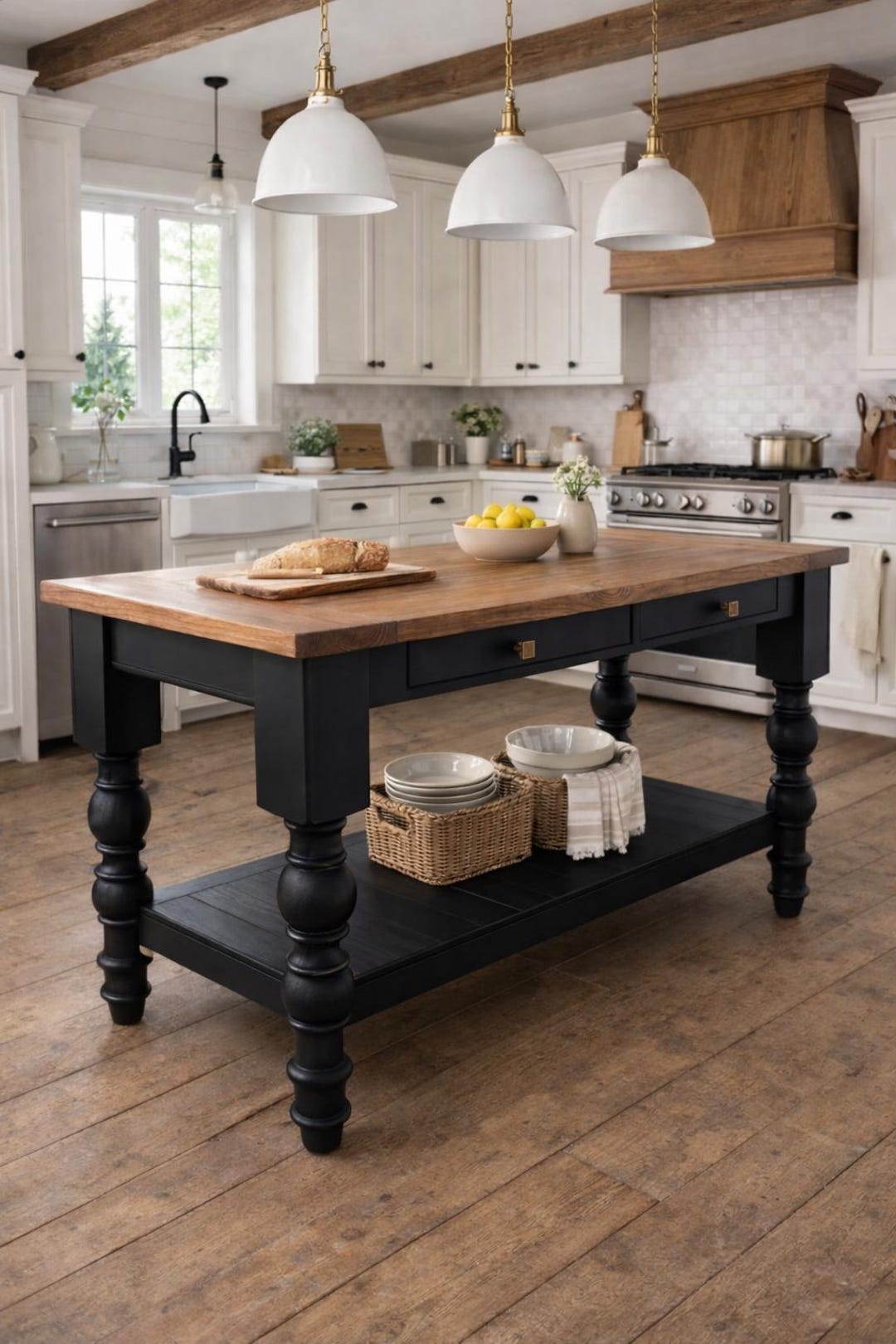 Kitchen Island Solid Wood Kitchen Work Table With Drawers Storage ...