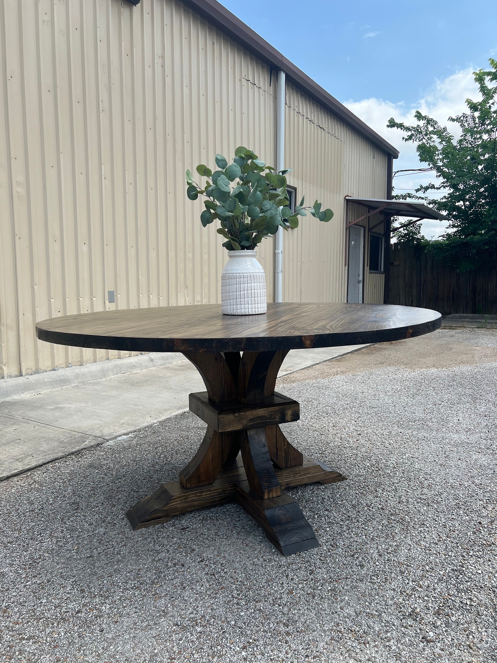 ELEANOR - Custom Round Dining Table Curved Base Pedestals - 100% Solid ...