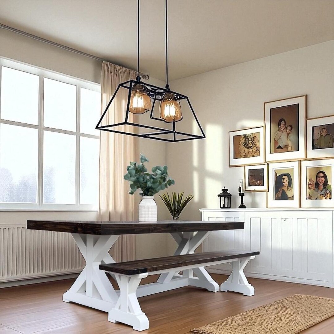 Custom Handcrafted Dining Table Herringbone Pattern Solid Wood Table ...