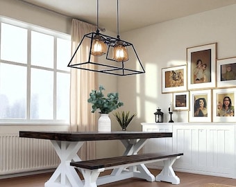 Custom Handcrafted Dining Table Herringbone Pattern Solid Wood Table & Bench Set  Farmhouse Dining Table Rustic Table Dining Bench DELLA