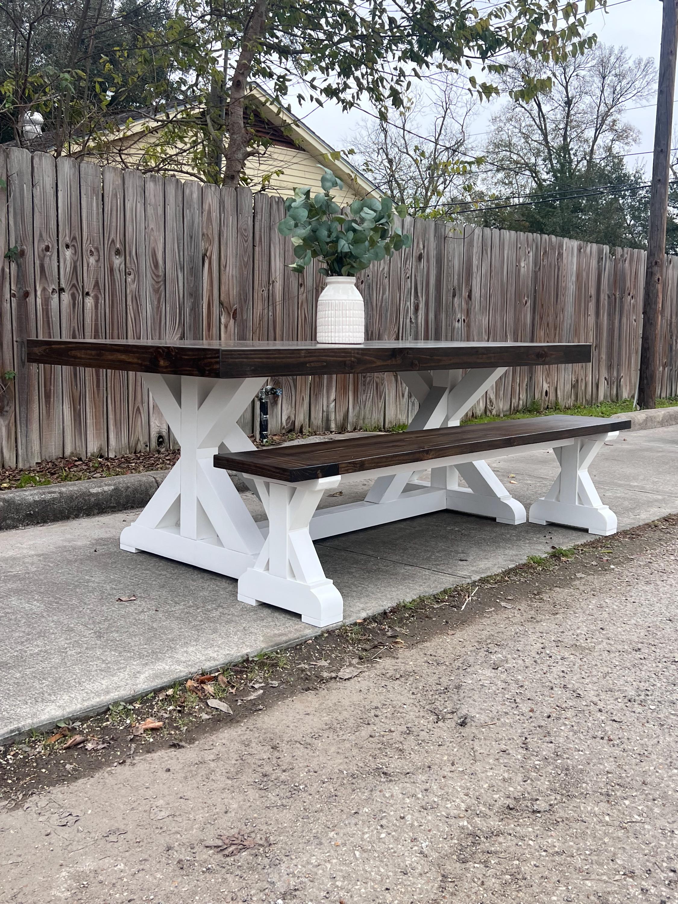Custom Handcrafted Dining Table Herringbone Pattern Solid Wood Table ...