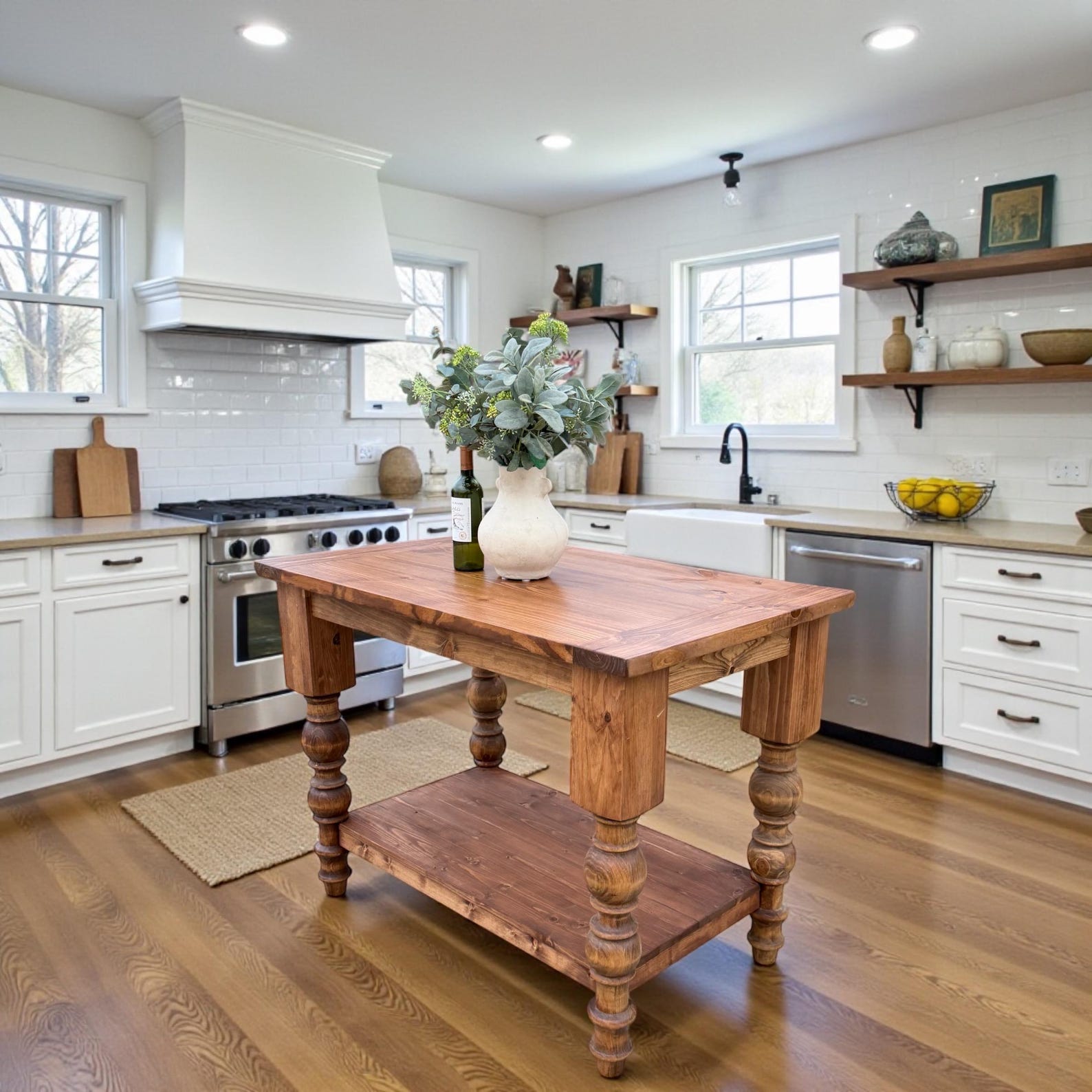 Kitchen Island Solid Wood Kitchen Work Table With Drawers Storage ...