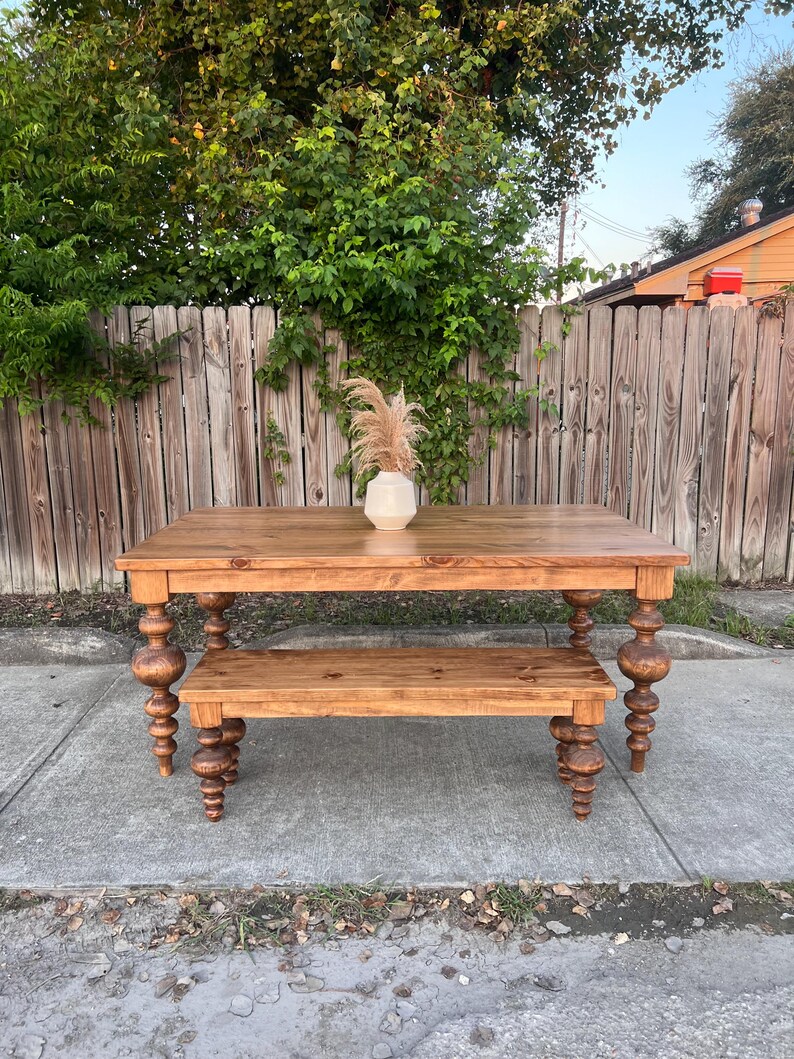 Handcrafted Solid Wood Dining Table With Bench | Rustic Farmhouse ...