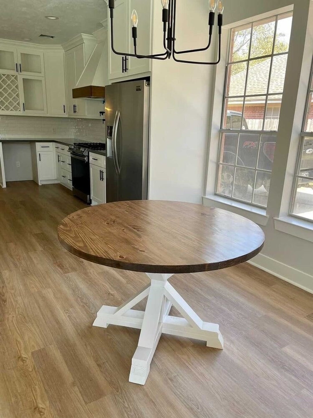 ABIGAIL - Custom Round Dining Table Farmhouse Table - 100% Solid Wood ...