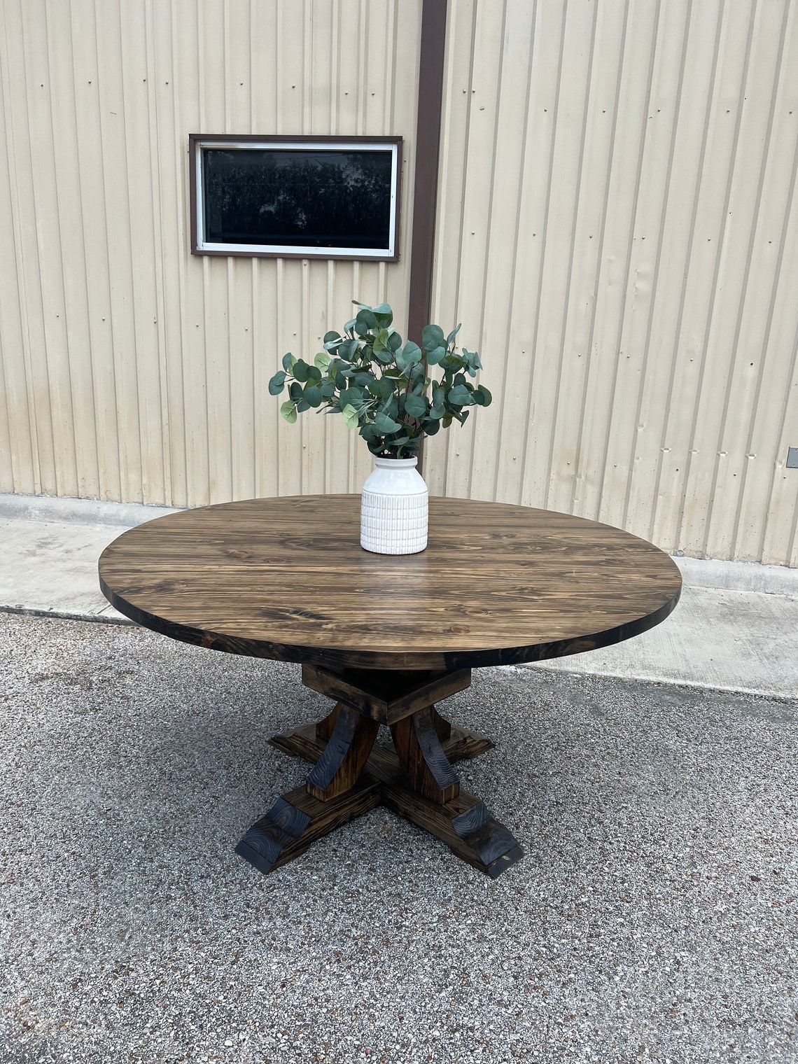 ELEANOR - Custom Round Dining Table Curved Base Pedestals - 100% Solid ...