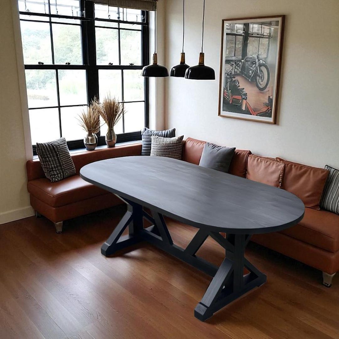 Customizable 100% Solid Wood Oval Dining Table - Handcrafted Rustic ...