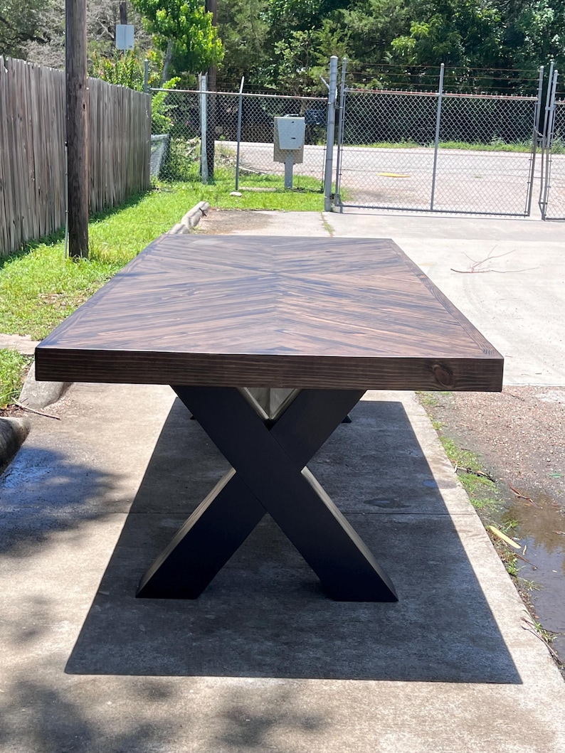 Customizable Handcrafted Solid Wood Dining Table Herringbone Top Table ...