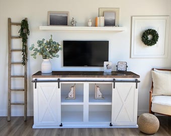 Handcrafted Farmhouse Barn Door TV Console Media Cabinet TV Stand