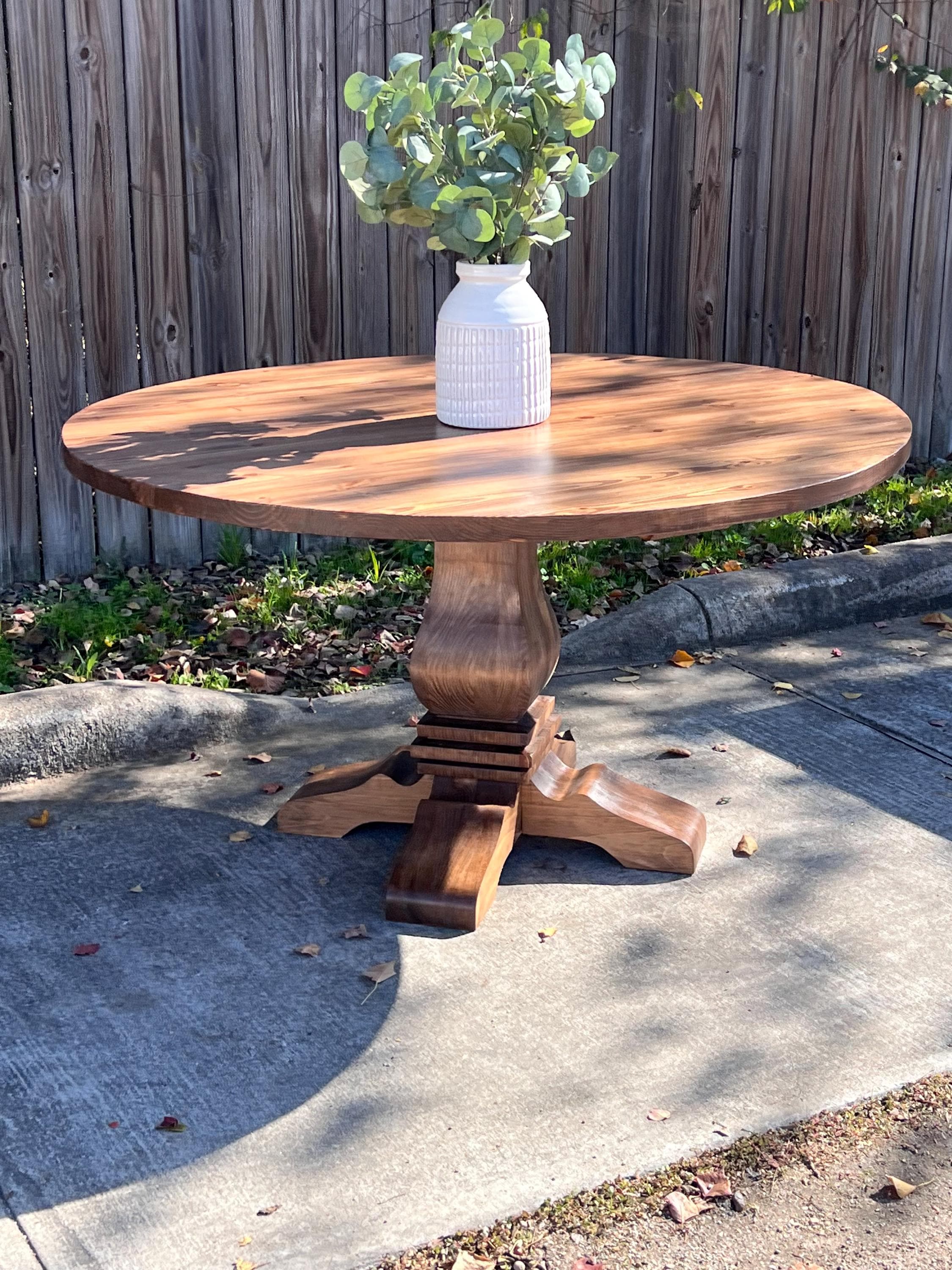 Solid Wood Round Dining Table Custom | Farmhouse Pedestal Dining Table ...