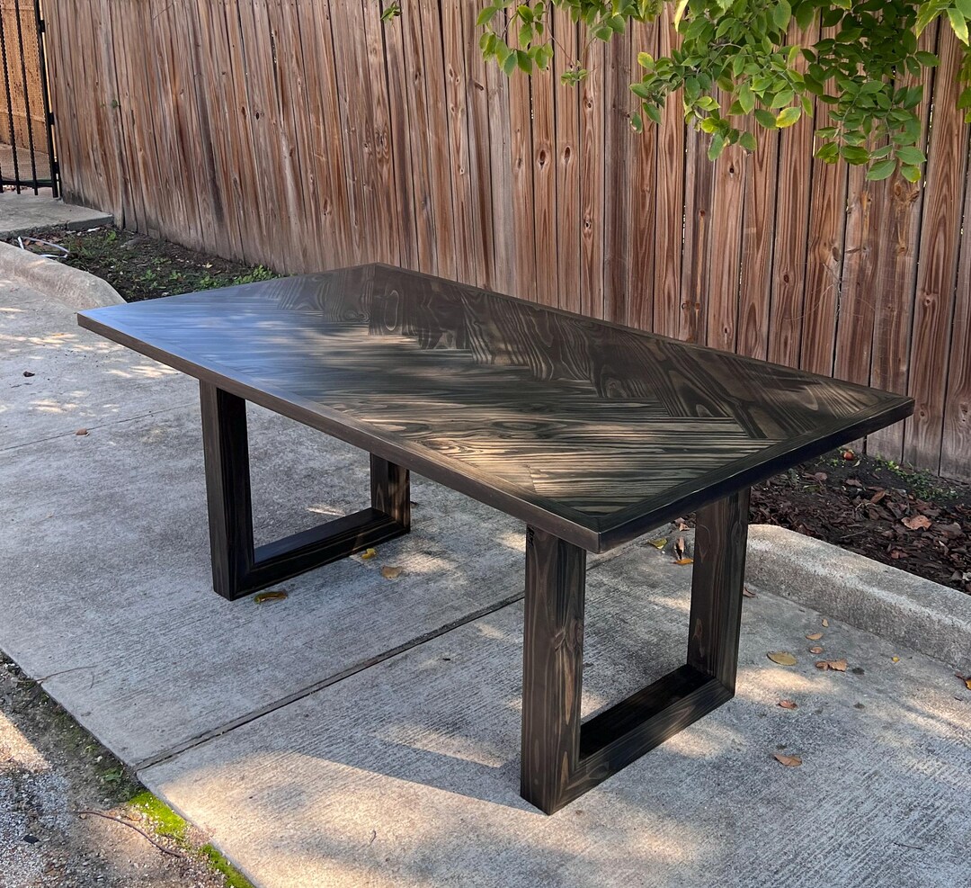 ELISE - Custom Built Dining Table - Solid Wood Table - Herringbone ...