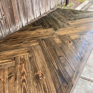 Customizable Solid Wood Dining Table Herringbone Pattern Chevron ...