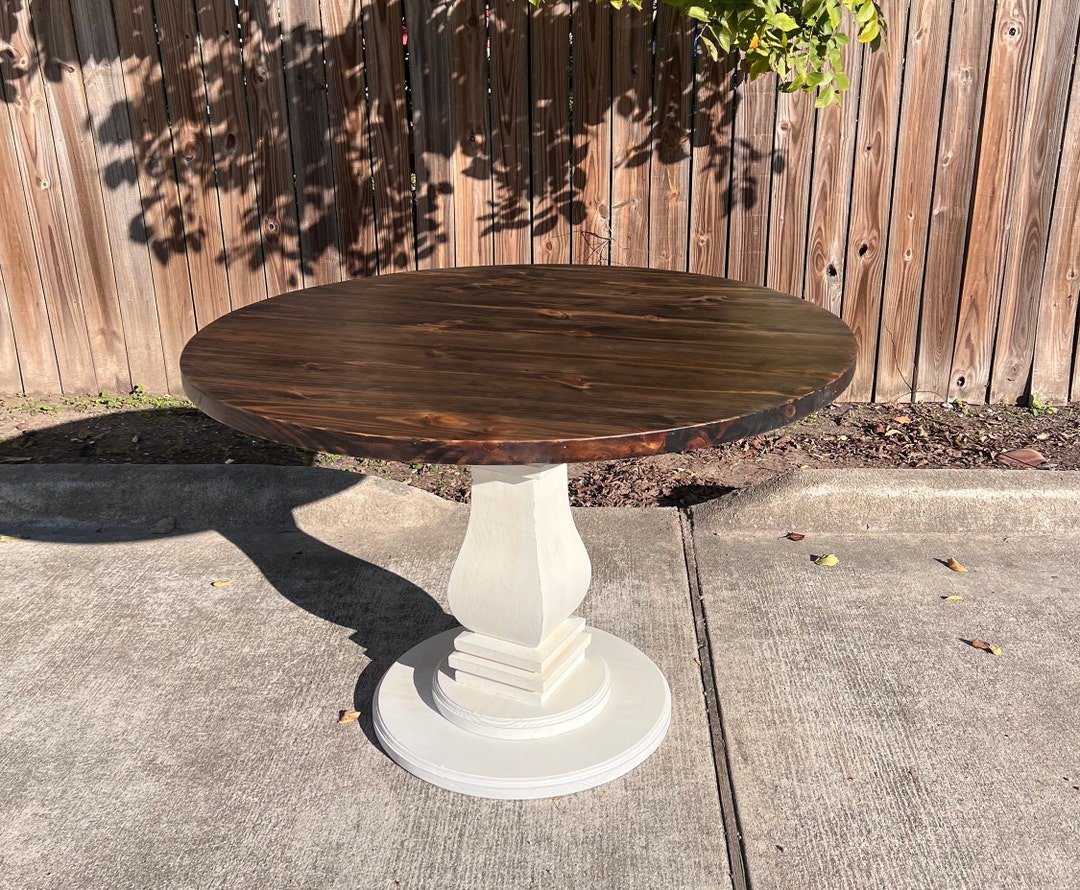 AMELIA - Custom Round Dining Table Curved Base Pedestals - Solid Wood ...