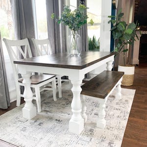 CHATEAU - Custom Dining Table Solid Wood Table Set Bench & Chairs ...