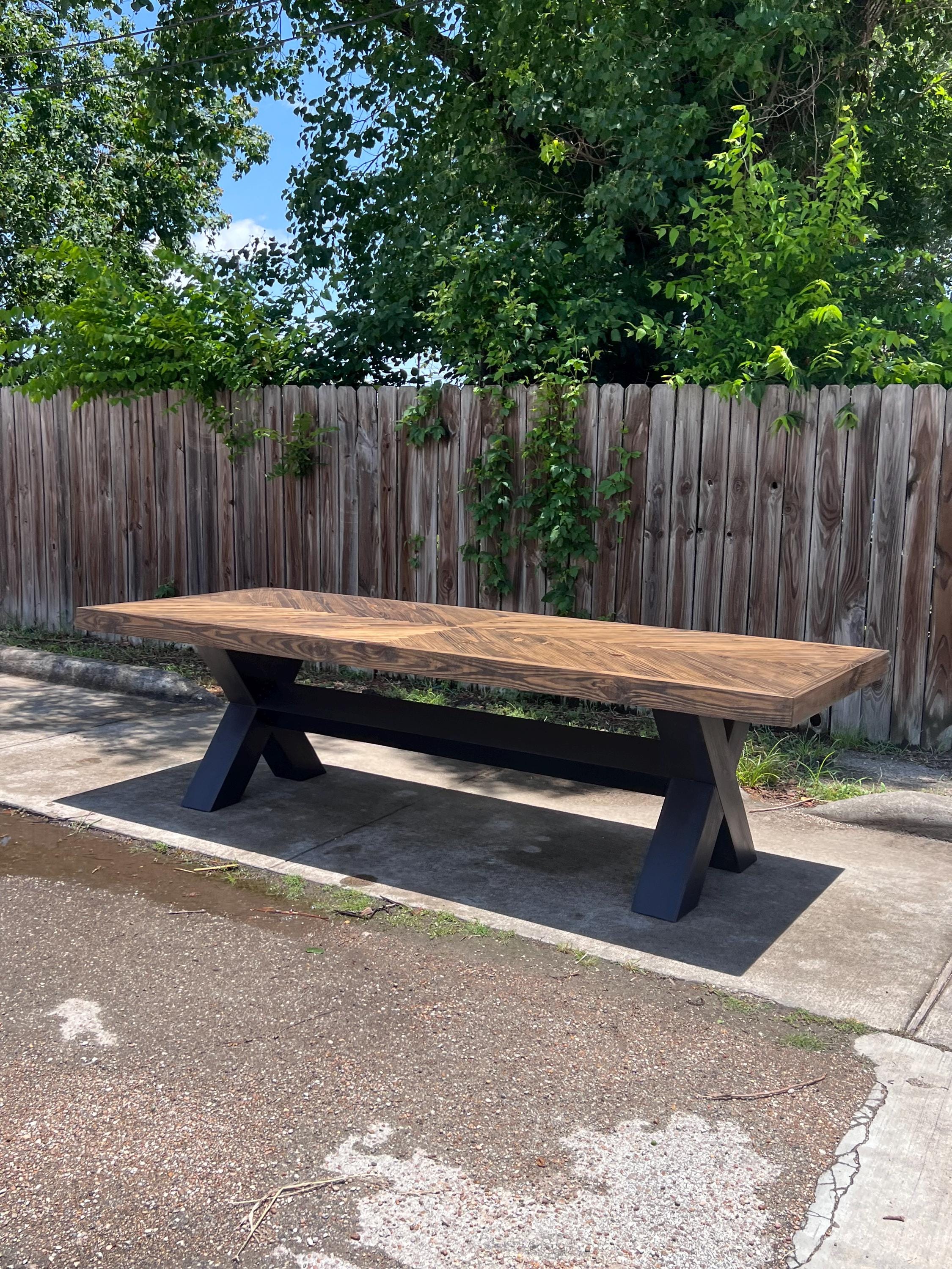 Customizable Handcrafted Solid Wood Dining Table Herringbone Top Table ...
