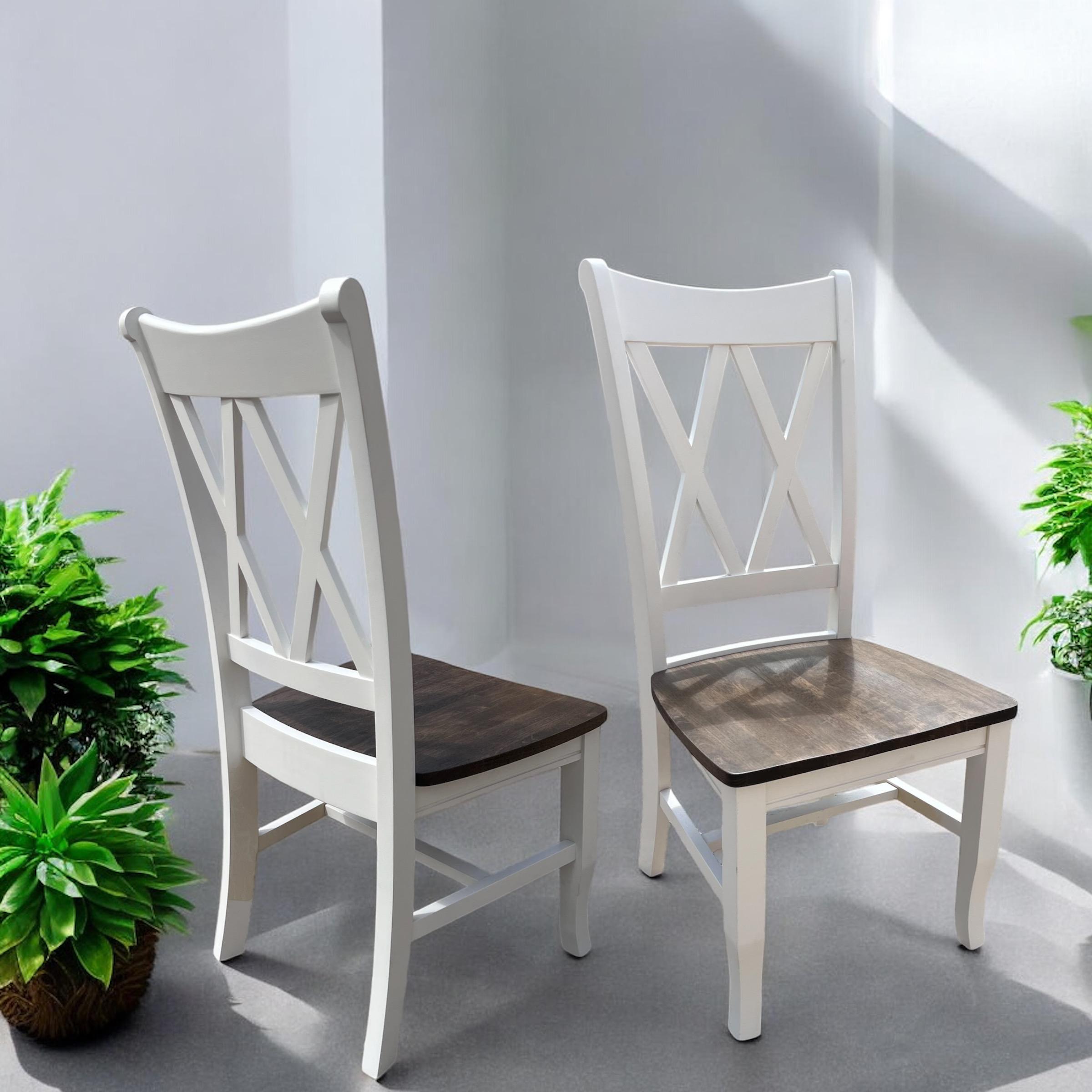 Magnolia Dining Chair Pair Set | X Back Style | Custom Painted Stained | Solid Wood Construction | Elegant Modern Farmhouse | FREE SHIPPING
