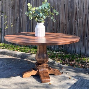 Solid Wood Round Dining Table Custom | Farmhouse Pedestal Dining Table ...