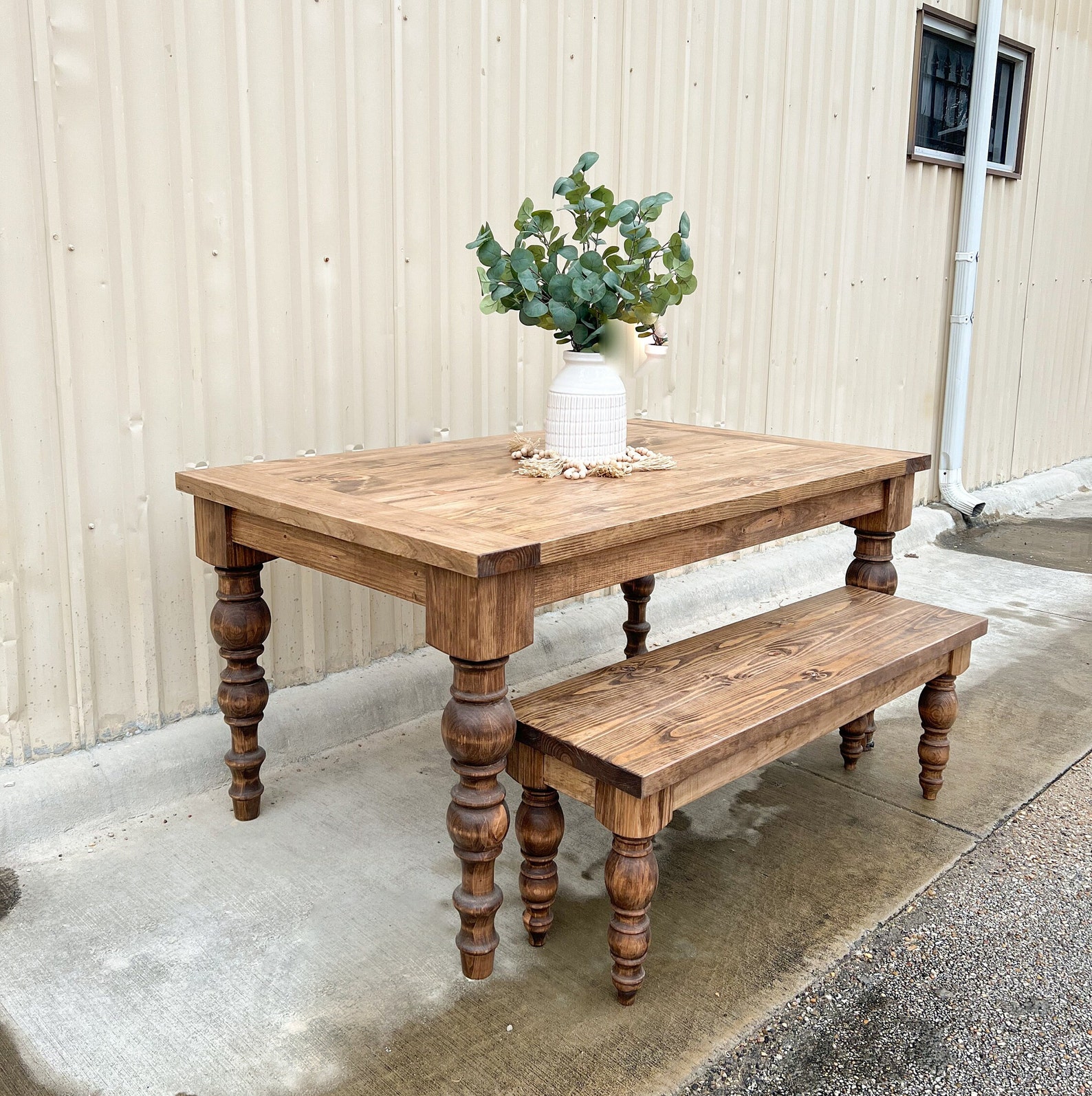 Dasha - Custom Built Dining Table With Bench - 100% Solid Wood - RH ...