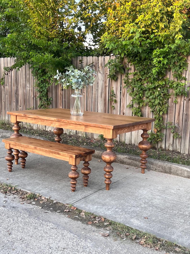 Handcrafted Solid Wood Dining Table With Bench | Rustic Farmhouse ...