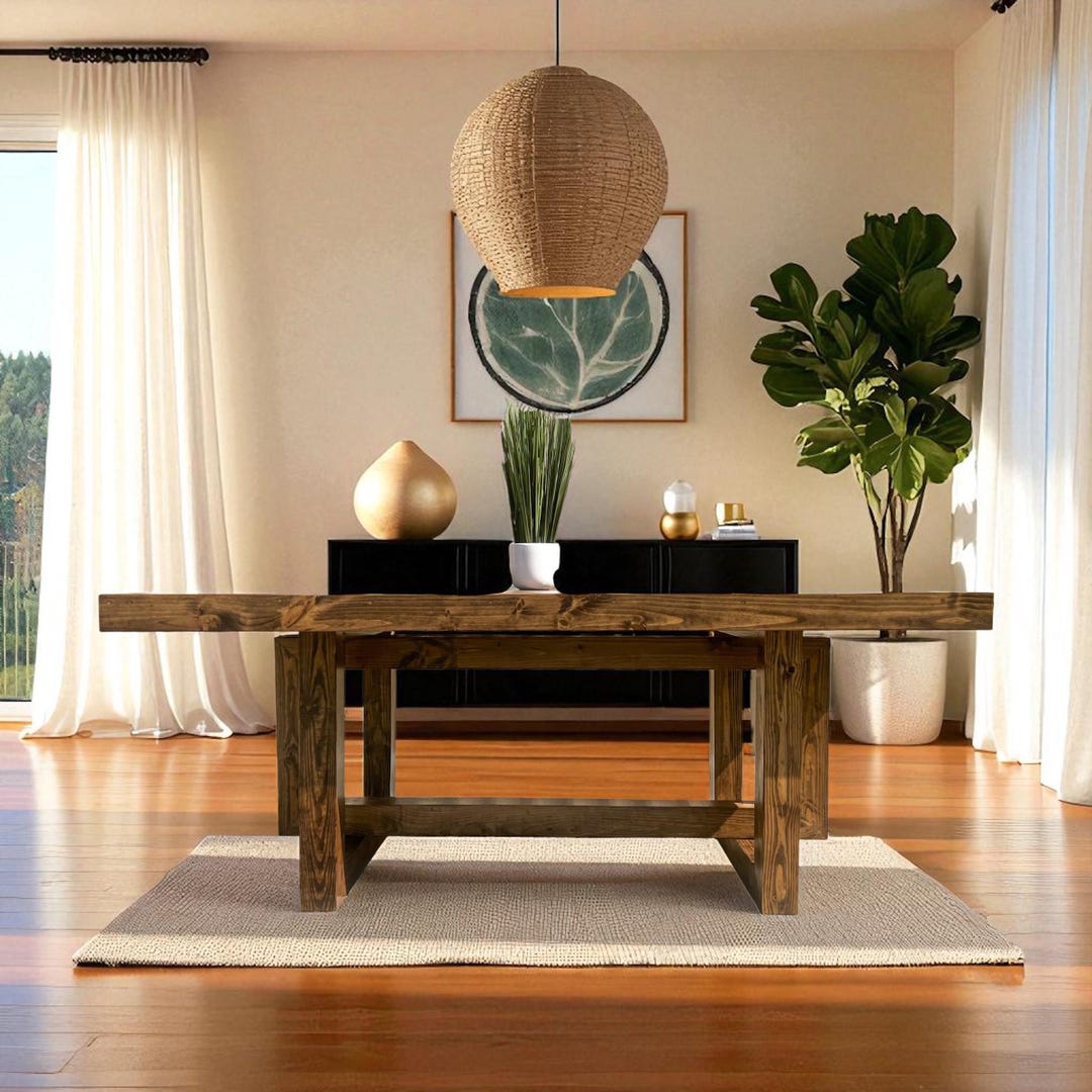 Handmade Solid Wood Dining Table: Modern Rustic Farmhouse Style - Etsy