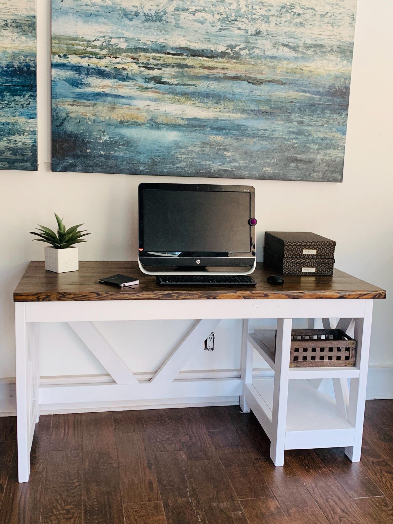 Rustic Modular Desk Custom Rustic Farmhouse Desk - 100% Solid Wood - Office Desk ...