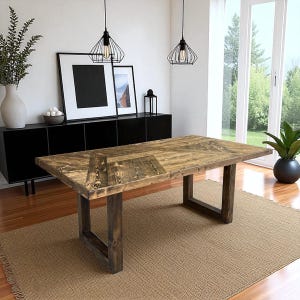 Handcrafted Solid Pine Dining Table: Modern Farmhouse Herringbone Pattern