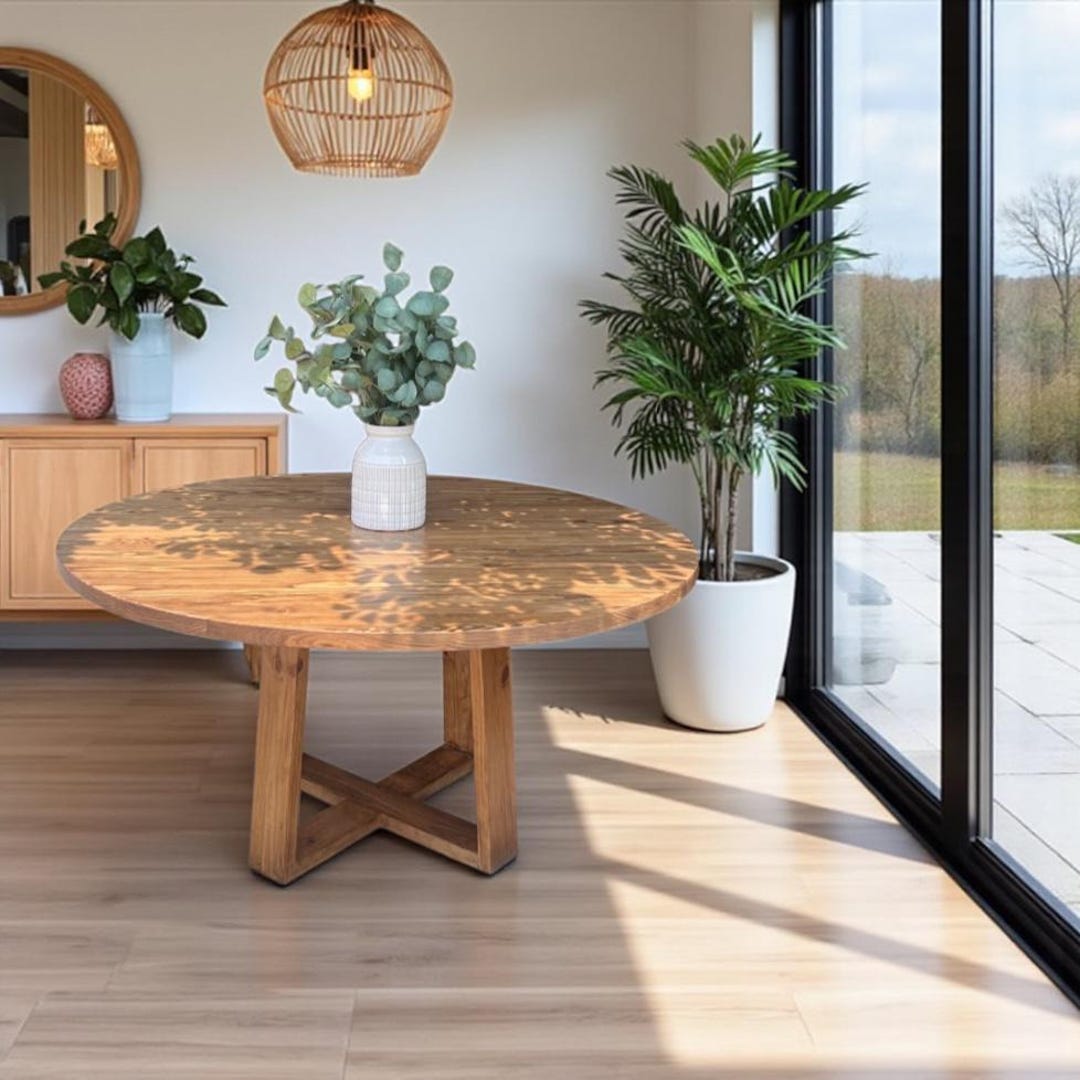 Custom Solid Wood Round Dining Table - Farmhouse Dining Table - Custom ...