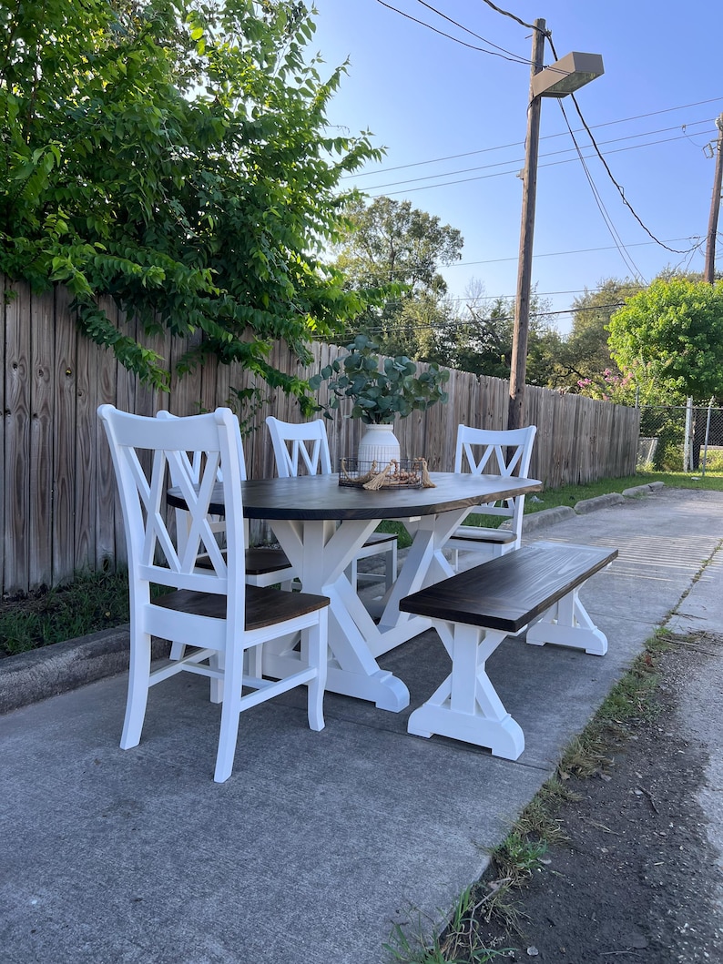 Handcrafted Solid Wood Oval Dining Table Set | Farmhouse Dining Table ...