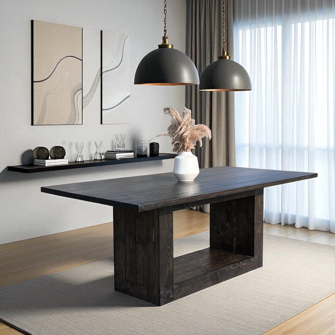Customizable Rectangular Solid Wood Dining Table | Bold Base Table ...