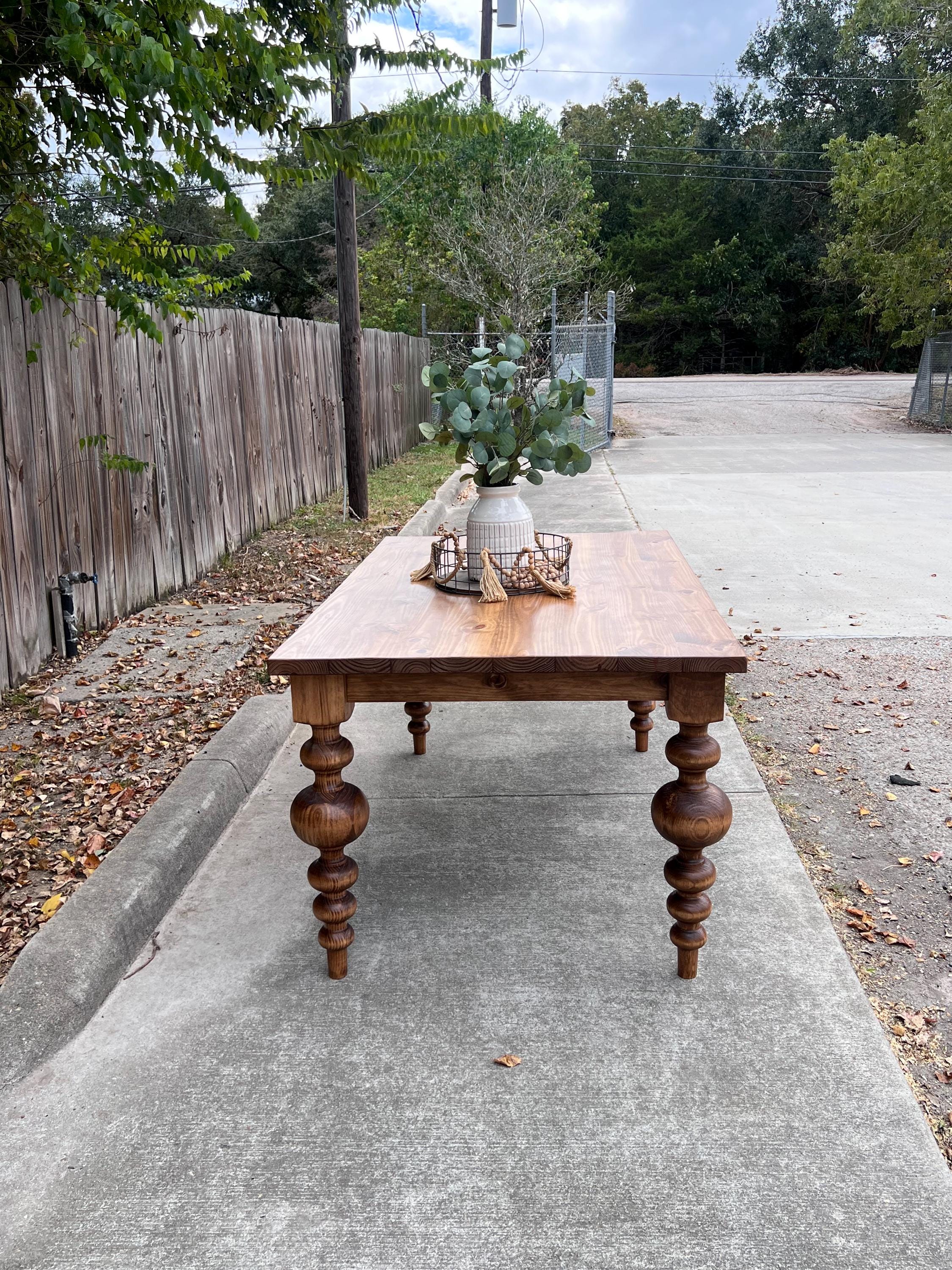 Solid Wood Dining Table – Handcrafted Farmhouse Dining Table – Rustic ...