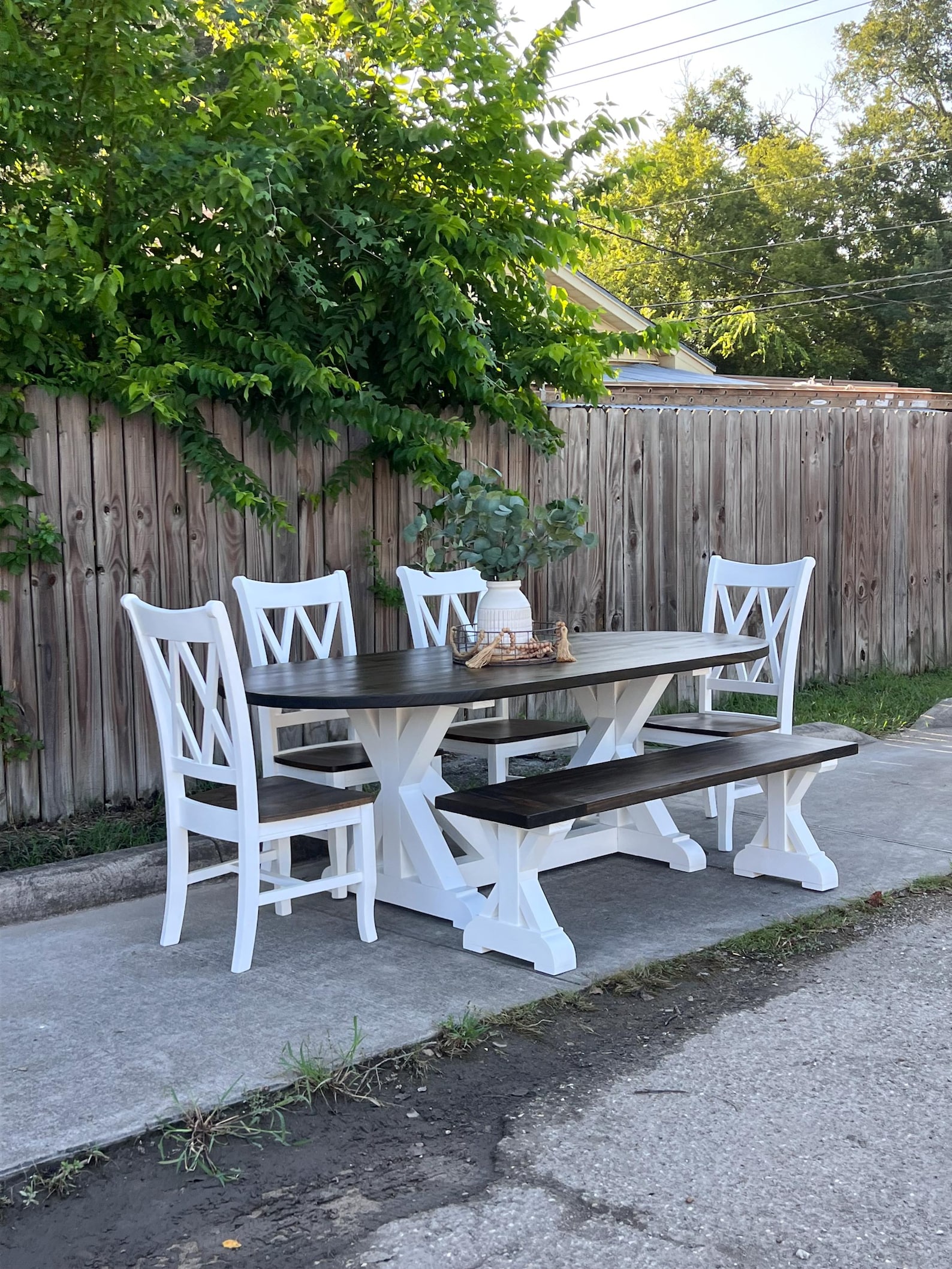 Handcrafted Solid Wood Oval Dining Table Set | Farmhouse Dining Table ...