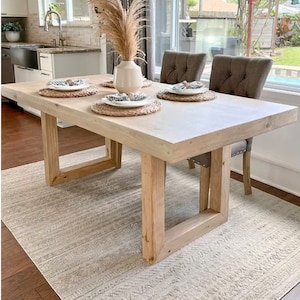 Customizable Solid Wood Dining Table - Solid Wood Table - Handcrafted Dining Table - Rustic Modern Farmhouse Table - Made To Order - Elise