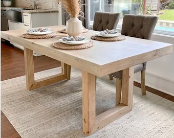 Customizable Solid Wood Dining Table - Solid Wood Table - Handcrafted Dining Table - Rustic Modern Farmhouse Table - Made To Order - Elise