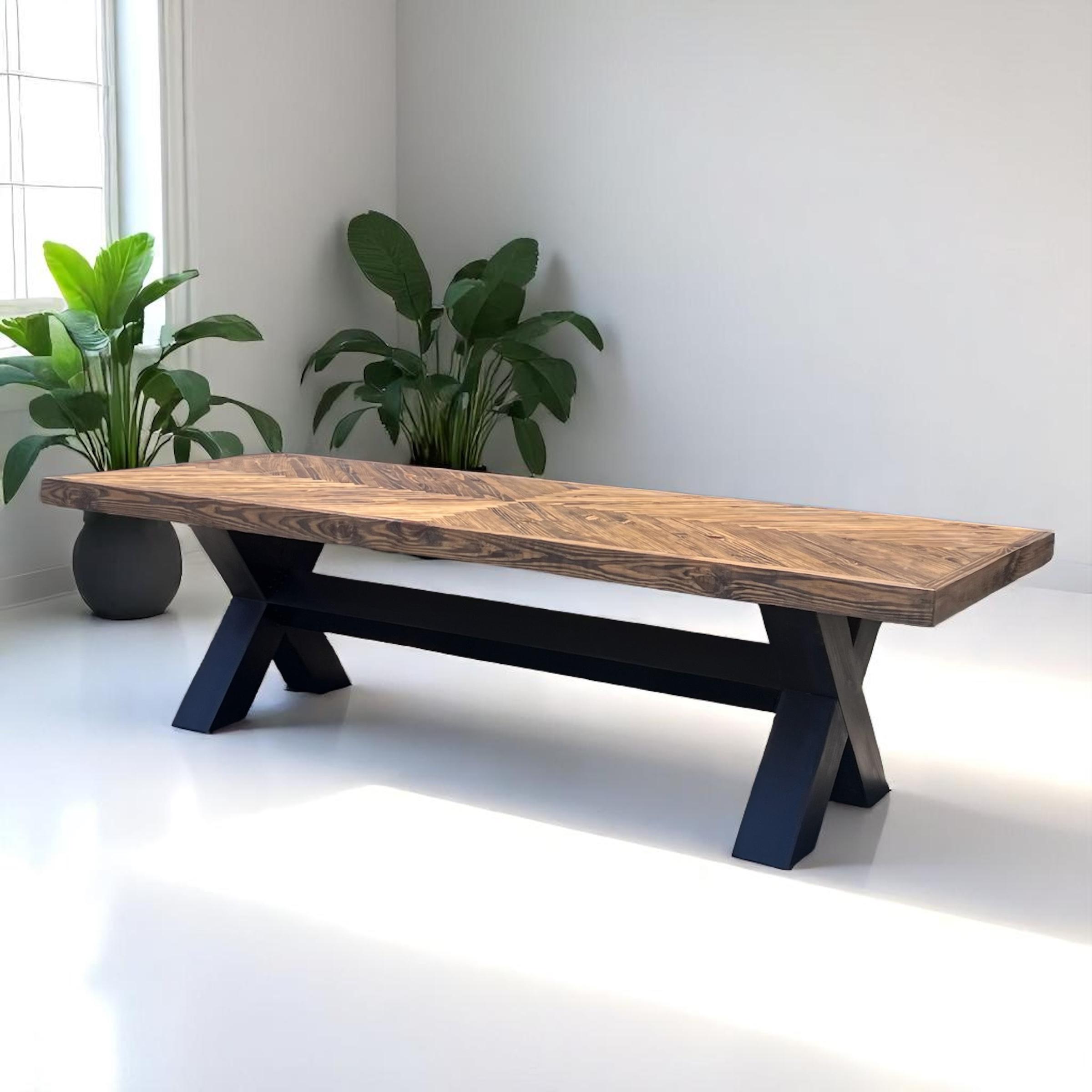 Customizable Handcrafted Solid Wood Dining Table Herringbone Top Table ...