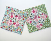 Two 9 Patch Diamond on Square Design 1930 39 s Vintage Feed sack Fabrics Quilt Blocks, Quilt Squares for Sewing, Decor, Projects