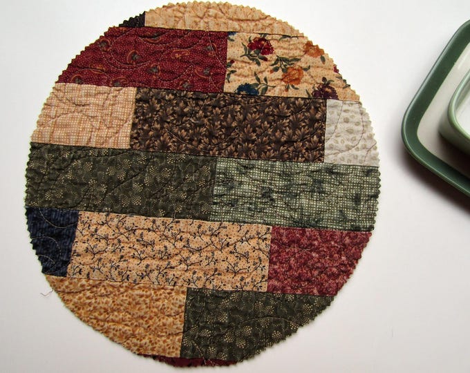 Vintage Patchwork Brick Blocks Multi Colors Large 10 Inch Round Table ...