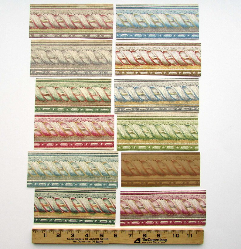Set of 12 Vintage 1950's Wallpaper Border Strips Scraps Etsy