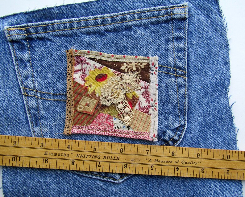 Pocket Patch Journal Spot Time Worn Patch Handmade Ornament Recycled Fabrics Patch Gift Vintage Patch Clothing Mending Patch