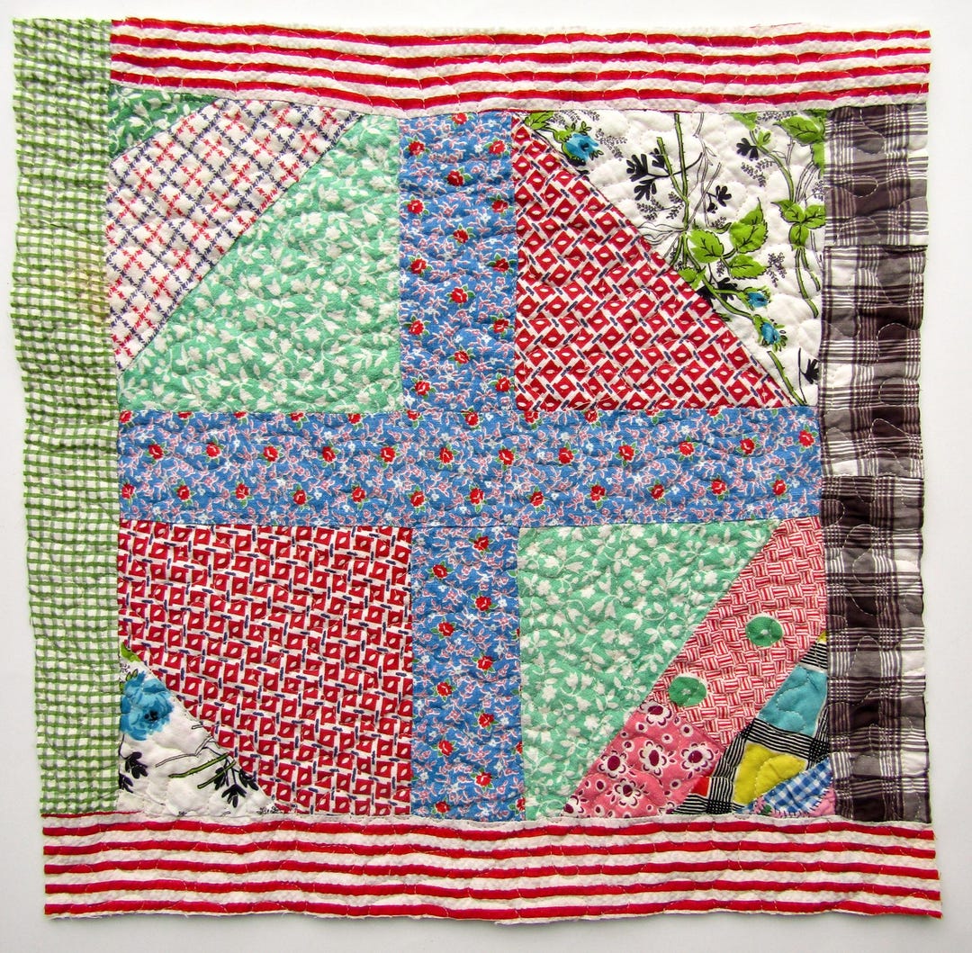Mid Century Scrappy Colorful Quilt Block for Decor, Sewing Projects - Etsy