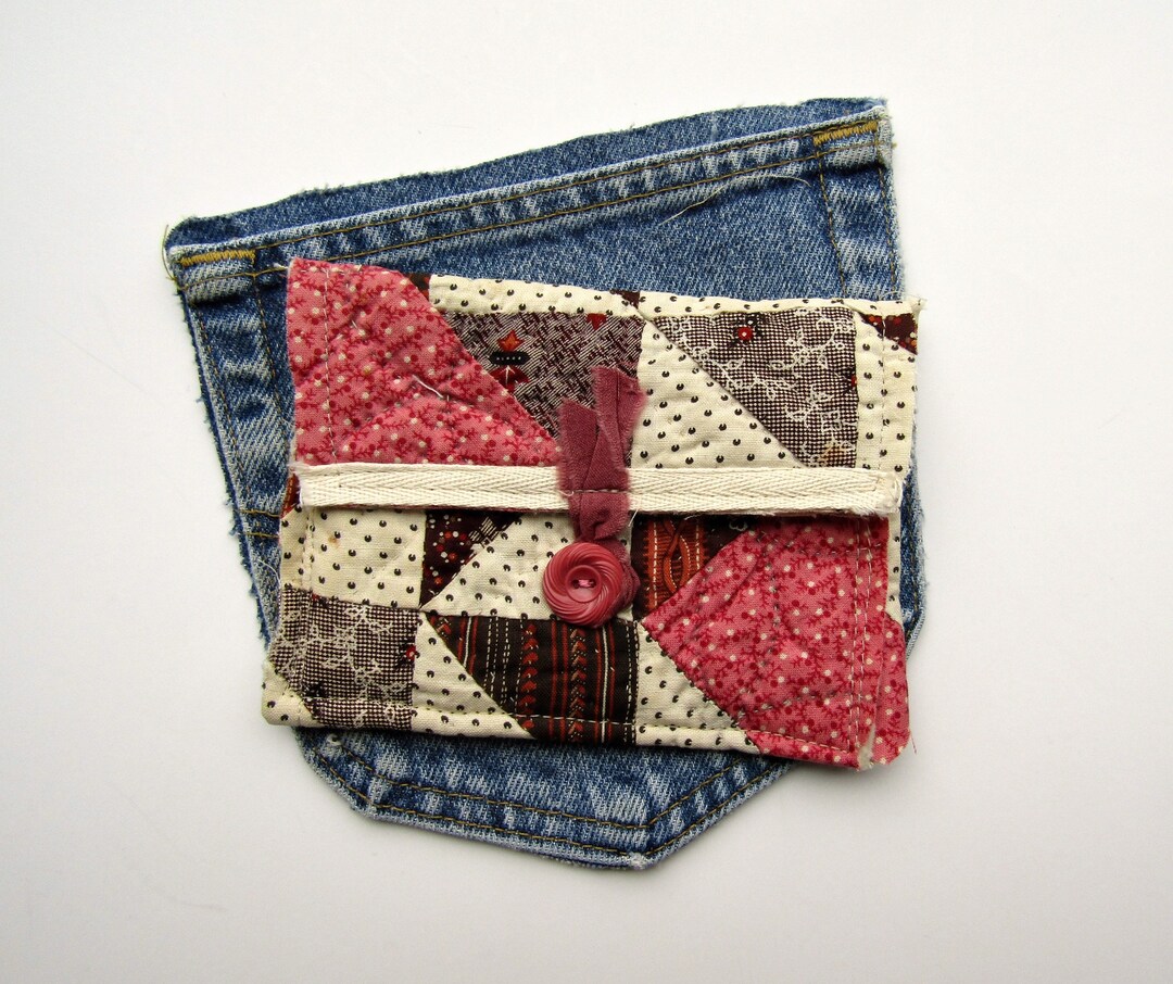 Scrappy Antique Calico Fabrics Quilt Piece Card Wallet, Card Holder ...