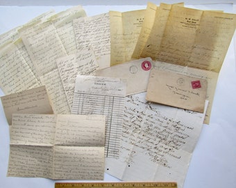 Antique Paper Ephemera, Handwritten Papers 1890's to 1940's, Letters, Envelopes, Notes, Receipts