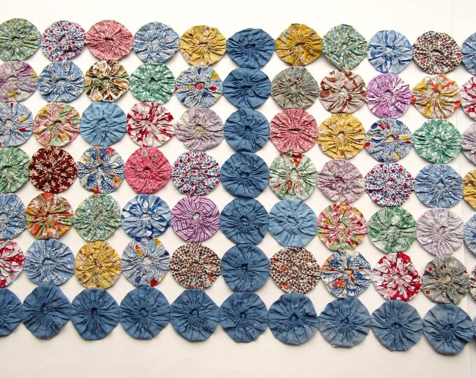 Lot De Blocs De Couette Vintage Yo Yo – Tissu Ancien 1930, Rosaces, Sac De Farine, Patchwork