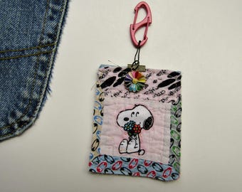 Quilt Scraps Keychain,  Recycled Vintage Quilts and Images, Keychain, Bag Hanger, Lanyard, Tassel, Keys Hanger, Scraps and Charm Hanger