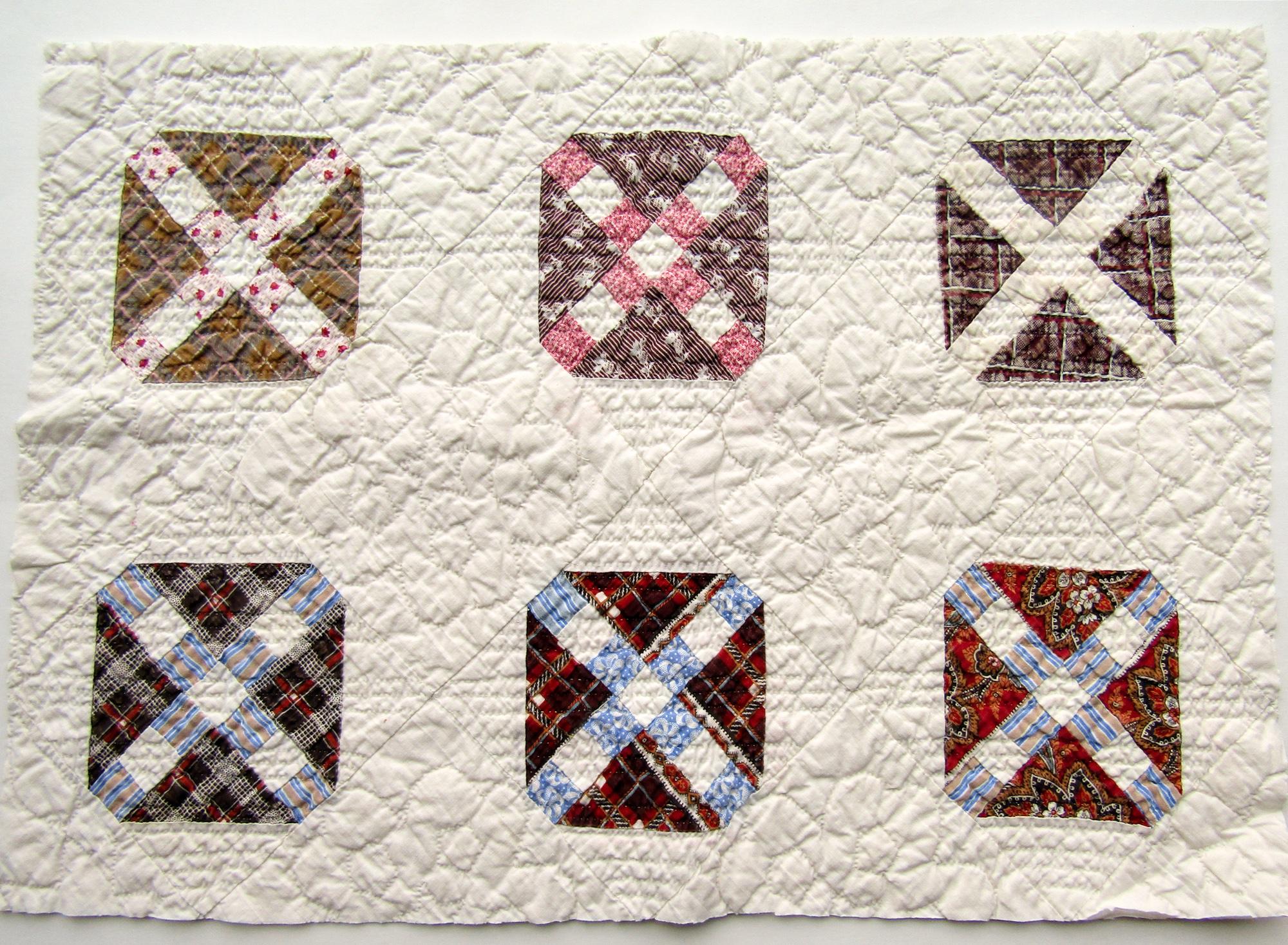 Antique 6 Block Mini Crossroads Pattern Quilt Piece, Quilt Section for ...