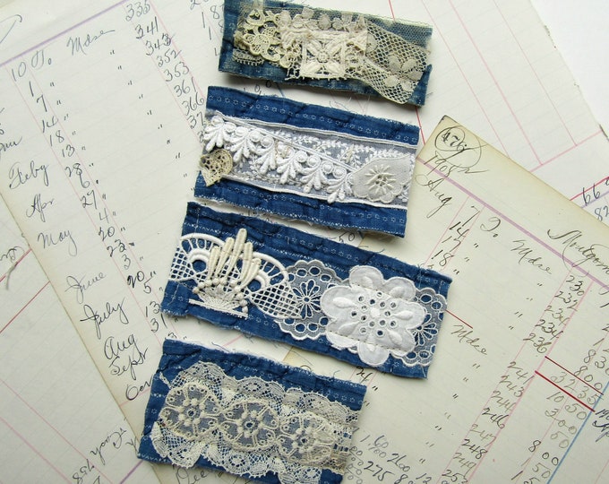 Antique Feedsack Ribbon, 1930's Pieced Feedsacks Scrappy Quilt Ribbon ...