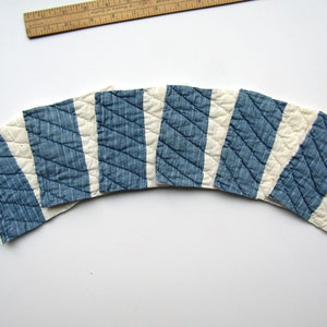 Six Vintage Indigo Blue and White Patchwork Quilt Pieces, Small Squares for Sewing, Quilting, Decor Projects, Upcycled Quilt Pieces