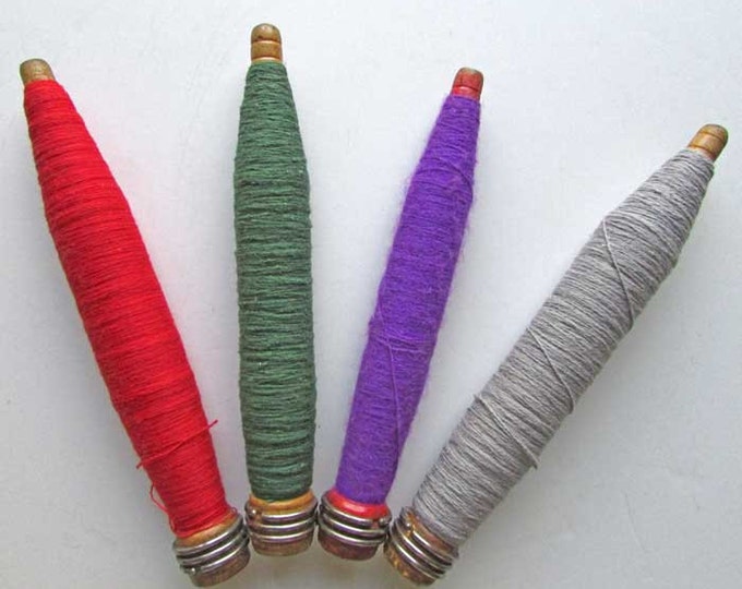 Set of 4 Vintage Turned Wooden Textile Mill Bobbins With Etsy