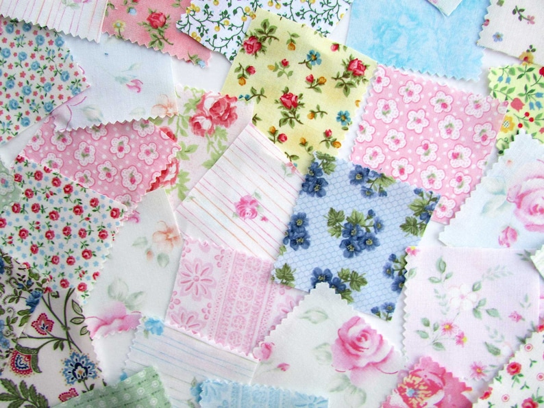 40 Floral Designs 2 Inch Size Scraps Notebooks Journal Pocket Add Ons Small Sewing /& Quilting Projects Fabric Scraps for Journals