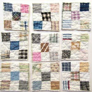 Bundle 1920's Calico and Shirting Quilt Scraps, Postage Stamp Squares for Sewing, Projects, Gifting, Patches